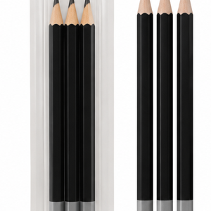 Set 3 Creioane Grafit B, Corp Hexagonal, pentru Scris, Desen și Schițe, Negru-Gri