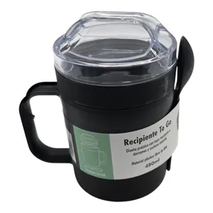 Cană din Plastic cu Capac, Reutilizabilă, pentru Băuturi Reci și Calde