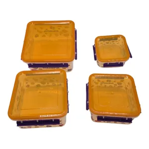 Set 4 Caserole cu Capac pentru Alimente, Recipiente Reutilizabile pentru Depozitare și Organizare Bucătărie