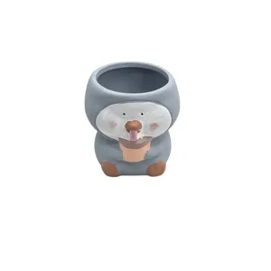 GHIVECI CERAMIC DECORATIV MODEL ANIMĂLUȚ 9,5 × 9,5 CM PENTRU SUCULENTE ȘI PLANTE MICI