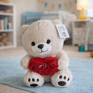 Jucărie Ursuleț Plus Love Duoguo 32 cm, Jucărie de Pluș Moale cu Pernă Inimă, Cadou Copii