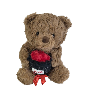 Jucărie de pluș ursuleț LOVE DUOGUO 30 cm cu inimă decorativă, moale, design romantic, pentru copii și cadou