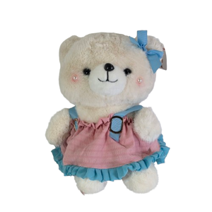 Jucărie de pluș ursuleț DUOGUO 33 cm cu rochiță și fundiță, moale, decorativ, design adorabil, pentru copii și cadou