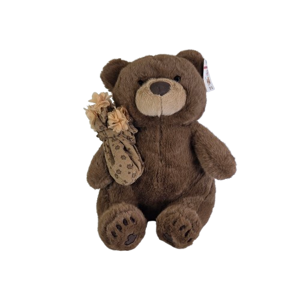 Jucărie Ursuleț din Pluș Duoguo 50 cm, Urs de Plus Maro cu Accesoriu Decorativ Floral, Textură Moale, Jucărie pentru Copii și Cadou