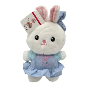 Jucărie Iepuraș de Pluș cu Rochiță și Fundiță, Moale și Drăgălaș, 21 cm