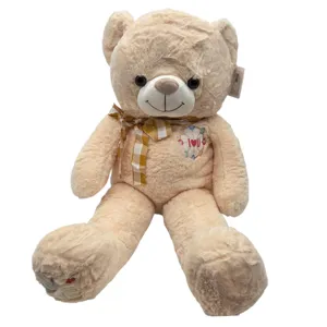 Jucărie Ursuleț de Pluș cu Fundiță Decorativă și Broderie, Moale și Drăgălaș, 75 cm
