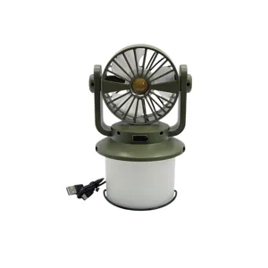 Lanternă Multifuncțională pentru Camping cu Ventilator Integrat, Lumină LED, Încărcare USB, Acumulator 2400 mAh
