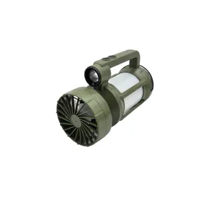 Lanternă Solară Multifuncțională pentru Camping cu Ventilator, Lanternă LED, Încărcare USB, Acumulator 2400 mAh