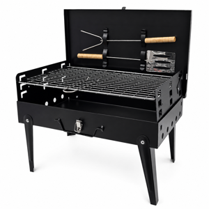 Grătar Tip Cutie DUOGUO 43 x 26,5 x 46,5 cm, cu 2 Ustensile pentru Carne, Portabil pentru BBQ, Camping, Picnic și Grădină