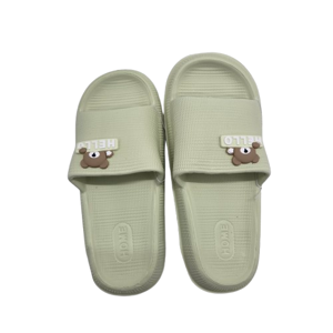 Papuci de Damă Tip Șlapi, Mărimi 36-41, Talpă Confortabilă, Design cu Ursuleț, Ideali pentru Casă, Baie și Utilizare Zilnică, Verde Deschis