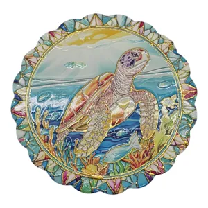 Blat Decorativ 20 x 20 cm cu Model Broască Țestoasă, Design Marin Multicolor pentru Bucătărie și Masă