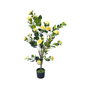CAMELIE PLANTĂ ARTIFICIALĂ ÎN GHIVECI DUOGUO 130 CM – Copac Decorativ pentru Living, Hol, Birou, Recepție sau Spații Comerciale