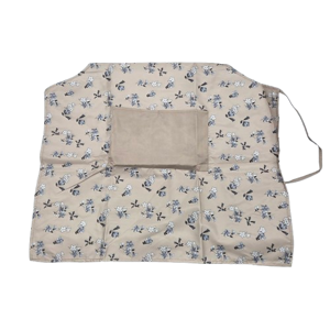 Șorț de Bucătărie cu Model Floral, Buzunar Frontal și Bretele pentru Legare, Protecție pentru Gătit și Activități Casnice, Bej cu Flori Albastre