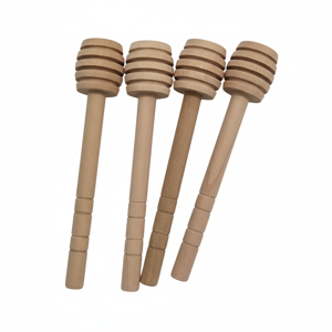 Set 4 Lingurițe din Lemn pentru Miere 15 cm, Bețișoare pentru Servirea și Dozarea Mierii