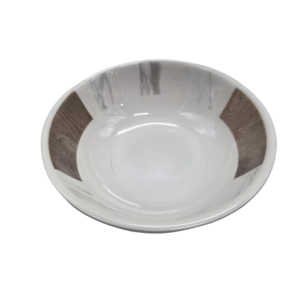 Bol din Plastic pentru Servire, 15 x 5 cm, 100 g, Design Modern cu Aspect de Marmură și Accente Maro, Alb-Gri