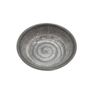 Bol din Plastic, 15 x 5 cm, 100 g, Model Circular Texturat, Culoare Gri, pentru Servirea Alimentelor