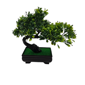 Bonsai Artificial în Ghiveci, Model Merișor, Copăcel Decorativ cu Frunziș Verde, pentru Casă și Birou, 18 x 19 cm
