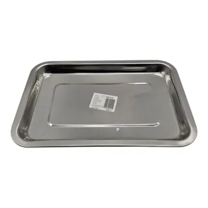 Tavă Dreptunghiulară din Inox, 31 x 21 x 2 cm, Grosime 0,8 mm, pentru Copt și Servire