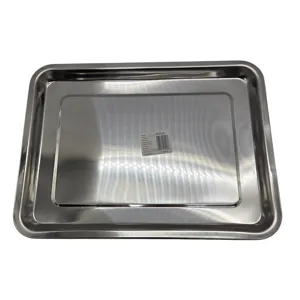 Tavă Dreptunghiulară din Inox, 39 x 29 x 2 cm, Grosime 0,8 mm, pentru Copt și Servire