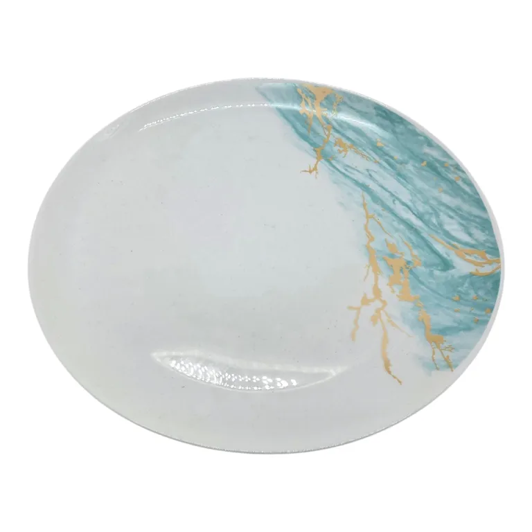 Platou Rotund Blue Marble Home Class, 12" Model Marmorat