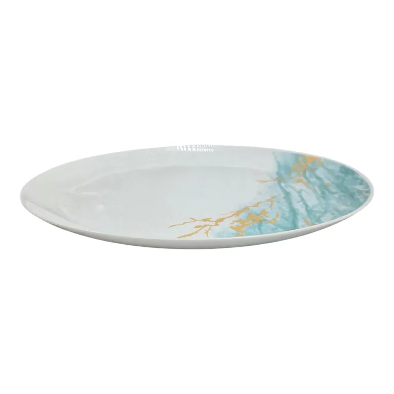 Platou Rotund Blue Marble Home Class, 12" Model Marmorat
