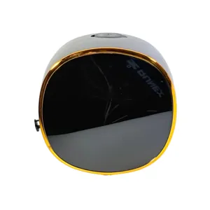 Dozator automat de săpun spumă alpina cu senzor de mișcare, reîncărcabil, afișaj digital, design rotund negru cu margine aurie