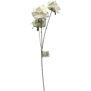 Trandafir Artificial Decorativ cu Flori Albe, Tulpină Lungă, 72 cm
