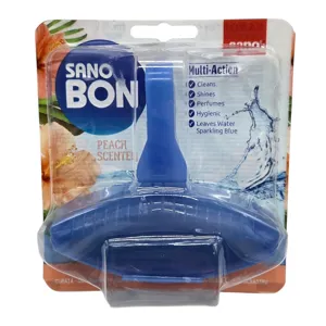 Odorizant WC Sano Bon Blue Peach 5 în 1, Aromă de Piersică, pentru Curățare și Împrospătare