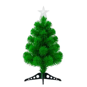 Brad artificial de Crăciun 60 cm cu ramuri verzi dense, stea decorativă și suport stabil inclus – Model compact pentru decor interior