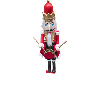 Decorațiune de Crăciun Soldățel Spărgătorul de Nuci cu Tobă și Muzică, 120 cm, Roșu și Auriu 