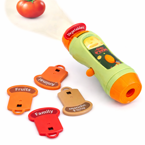 Jucărie proiector de imagini pentru copii cu discuri tematice interschimbabile, lanternă educativă cu proiecție, set cu categorii Fruits, Animals, Vegetables, Family