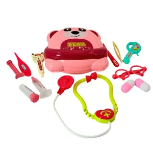 Set doctor de jucărie cu ursuleț roz – design ergonomic, prindere ușoară, colțuri netede, joc de rol pentru copii acasă și la grădiniță