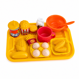 Set Tavă cu Accesorii Gustări pentru Copii, Jucărie de Rol cu Fast Food și Deserturi, Elemente Interactive pentru Servire și Joacă, Disponibil în Mai Multe Culori