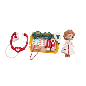 Set Păpușă Asistentă Medicală cu Accesorii Doctor și Stetoscop, Jucărie Educativă de Rol pentru Copii