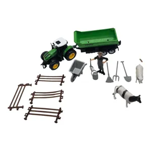 **Jucărie Set Fermier cu Tractor și Remorcă, Figurine Animale și Accesorii de Fermă pentru Copii**