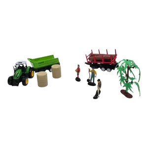 JUCARIE SET FERMA CU TRACTOR SI  REMORCA FIGURINE FERMIERI SI ACCESORII DIFERITE MODELE 