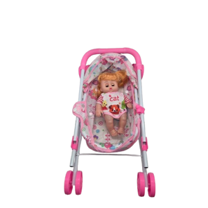 Set Jucărie Cărucior pentru Păpuși cu Landou și Accesorii, Joc de Rol pentru Copii