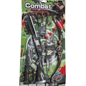 Jucărie Set Militar Combat cu Pușcă, Arc cu Săgeți și Accesorii pentru Copii, Joc de Rol și Aventură