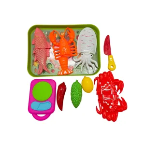 Jucărie Set de Tăiat Fructe de Mare pentru Copii cu Alimente și Accesorii de Bucătărie pentru Joacă