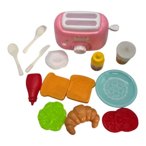 Jucărie Set Toaster cu Accesorii pentru Copii, Joc de Rol pentru Bucătărie și Activități Creative