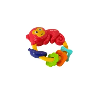 Jucarie Bebelusi Maimutica Rosie cu Inele Colorate si Forme Diverse, Ideala pentru Dezvoltarea Simturilor, Joc Interactiv si Stimularea Abilitatilor Motorii