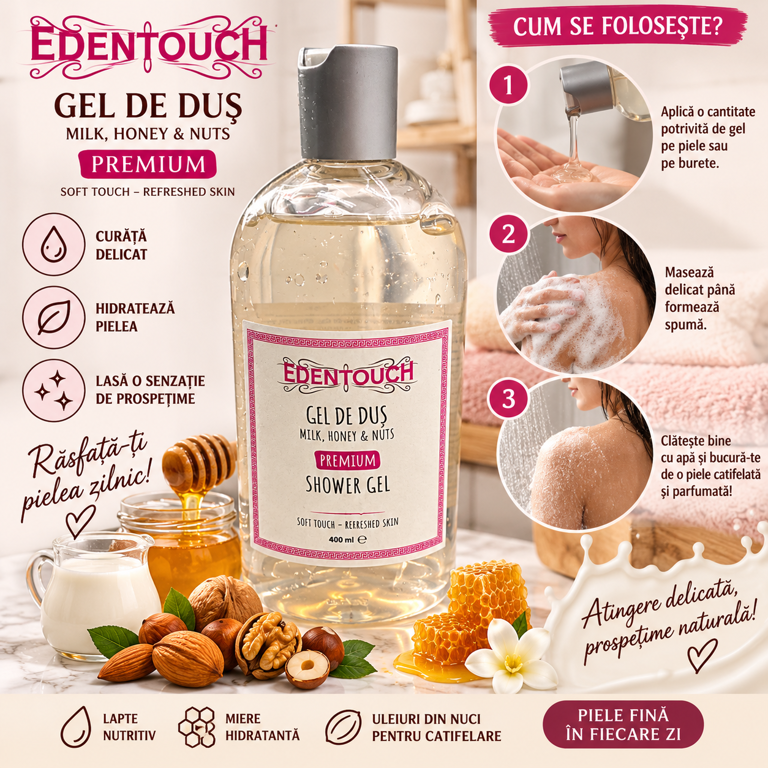 Gel de Duș Eden Touch Aloe Vera, 400 ml