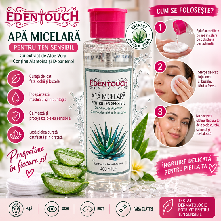 Apă Micelară Eden Touch pentru Ten Sensibil, 100 ml