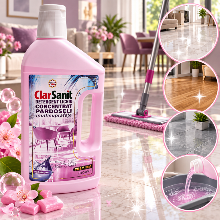 Detergent pentru Pardoseli ClarSanit, Aromă Bubblegum, 1000 ml