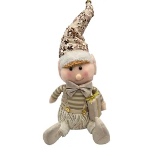 Decorațiune de Crăciun Spiriduș cu Cadou, Figurină Decorativă pentru Sărbători, 48 cm