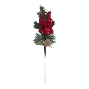 Crenguță Artificială Decorativă de Crăciun, Ornament pentru Aranjamente Festive, 35 cm