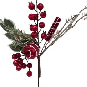 Crenguță Artificială Decorativă de Crăciun 33 cm, Ornament Festiv pentru Casă, Masă și Aranjamente de Sărbători
