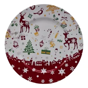 Farfurie Decorativă de Crăciun, Model Festiv pentru Masa de Sărbători, 33 cm