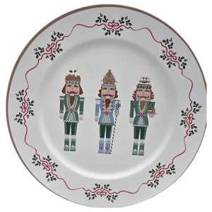Farfurie Decorativă de Crăciun cu Spărgători de Nuci, Design Festiv, 33 cm