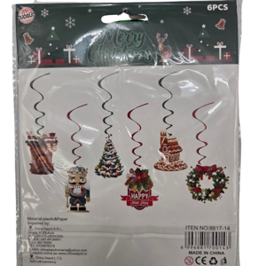 Set 6 Baloane Decorative de Crăciun, Modele Festive Asortate cu Brad, Coroniță, Spărgătorul de Nuci și Căsuță, pentru Petreceri și Decorațiuni Suspendate